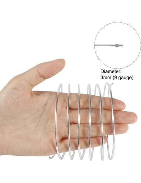 Alambre de Artesanía de Aluminio Tenn Well 3mm 15m Plata Alambre de Artesanía de Aluminio Tenn Well 3mm 15m Plata
