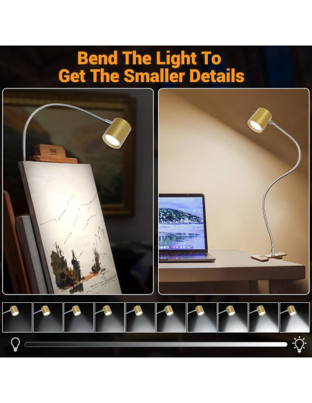 Luz de lectura con clip BEST WORLD LED 3 modos 10 niveles brillo Luz de lectura con clip BEST WORLD LED 3 modos 10 niveles brillo
