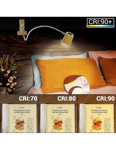 Luz de lectura con clip BEST WORLD LED 3 modos 10 niveles brillo
