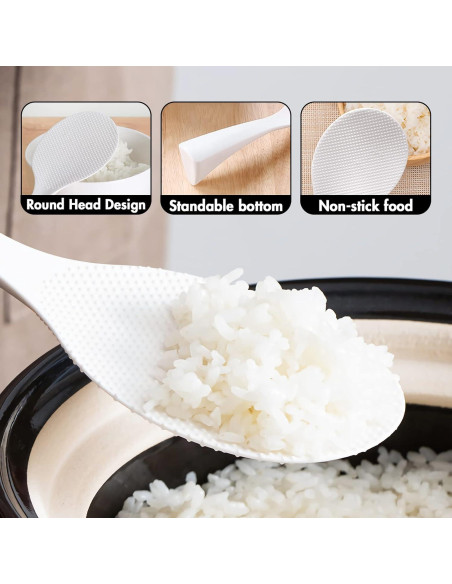 Cucharón de Arroz Antiadherente FireKylin - 2 Piezas Plástico Blanco Cucharón de Arroz Antiadherente FireKylin - 2 Piezas Plástico Blanco