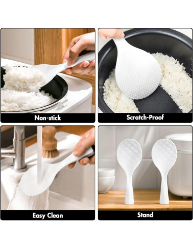 Cucharón de Arroz Antiadherente FireKylin - 2 Piezas Plástico Blanco