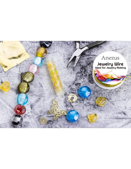 Alambre de Joyería Anezus 12 Rollos 0.4mm Colores Variados Alambre de Joyería Anezus 12 Rollos 0.4mm Colores Variados