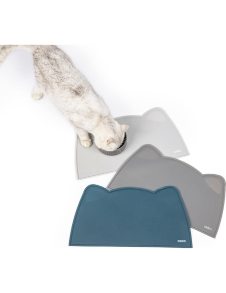 Alfombrilla de Comida para Gato y Perro OHMO Gris 45.72x25.4cm Alfombrilla de Comida para Gato y Perro OHMO Gris 45.72x25.4cm