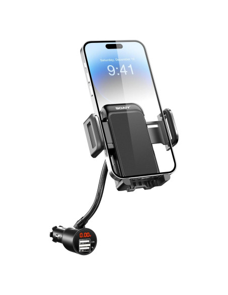 Soporte para Coche SOAIY 3-en-1 con Cargador USB 3.1A Soporte para Coche SOAIY 3-en-1 con Cargador USB 3.1A