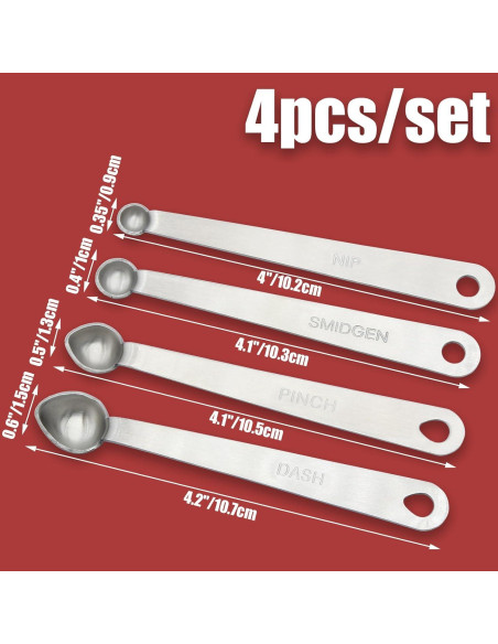 Set de Cucharas Medidoras Luomorgo 4 Piezas Acero Inoxidable Set de Cucharas Medidoras Luomorgo 4 Piezas Acero Inoxidable