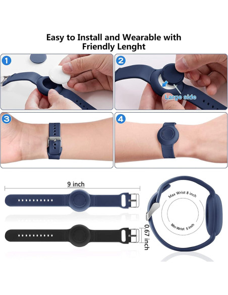 Pulsera Airtag Impermeable Aircawin para Niños - 2 Piezas Pulsera Airtag Impermeable Aircawin para Niños - 2 Piezas