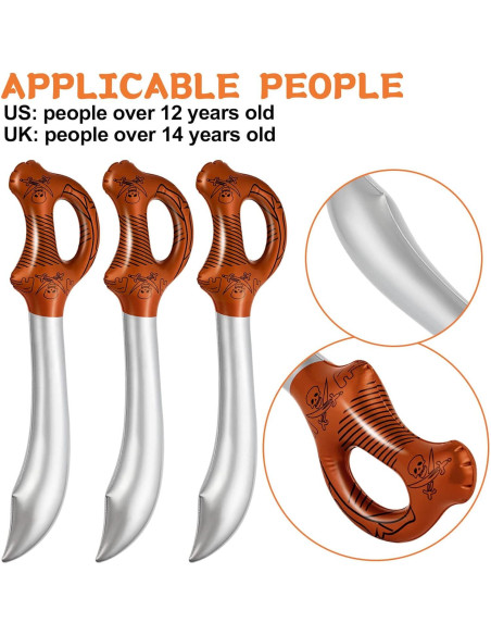 Espadas Pirata Inflables ZAUGONTW 14 Piezas 58 cm PVC Espadas Pirata Inflables ZAUGONTW 14 Piezas 58 cm PVC