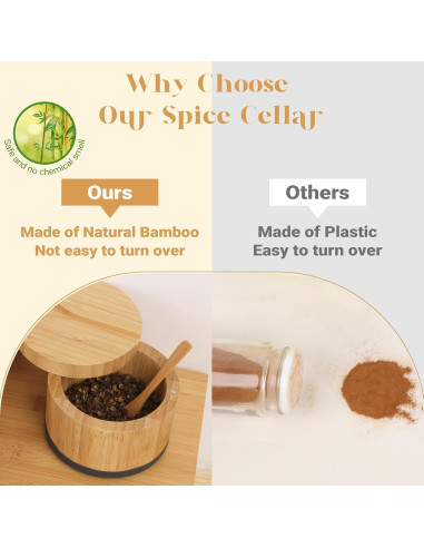 Cajón de Sal de Bambú Beardo Decor con Tapa Giratoria 10 cm