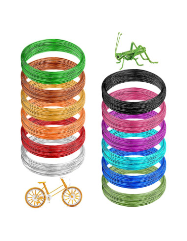 12 Rollos Alambre de Aluminio 1mm 5m para Manualidades DIY