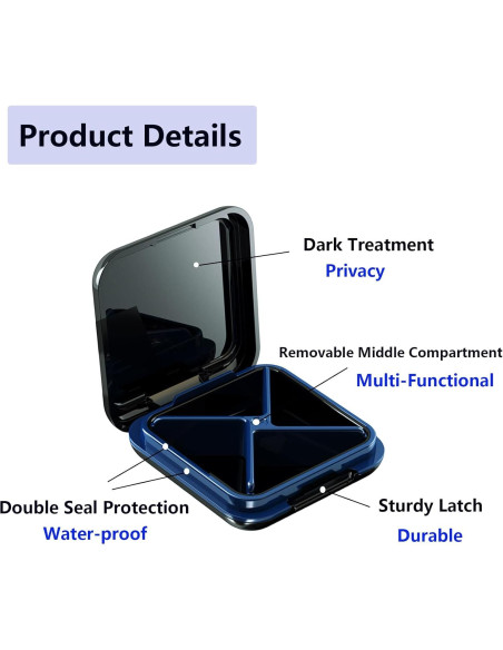 Caja de Pastillas Pequeña Impermeable MOODKEY - 4 Compartimentos Caja de Pastillas Pequeña Impermeable MOODKEY - 4 Compartimentos