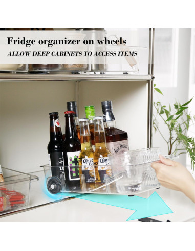Bins Organizadores de Refrigerador LXLXXL 2 Paquete con Ruedas
