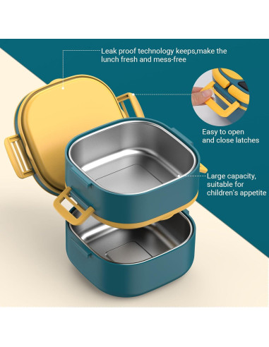 Caja Bento Doble Capa PEDECO Acero Inoxidable 1300ml Azul