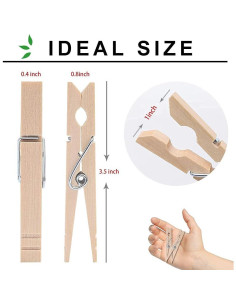 Pinzas de Ropa de Madera Suptilics 100 Pcs 8.9 cm Carga Pesada 2