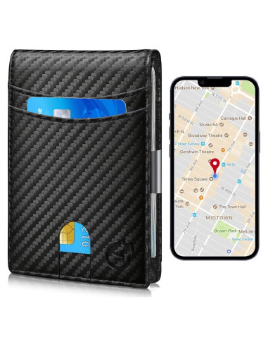 Rastreador Bluetooth para Cartera SMART CC, Cuero Carbón