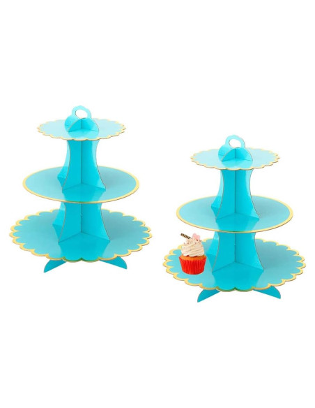 Soporte para Cupcakes MRPAPA 3 Niveles Azul 24 Cupcakes Soporte para Cupcakes MRPAPA 3 Niveles Azul 24 Cupcakes