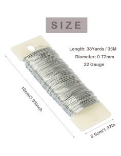 Alambre Floral 22 Calibre Plateado 35 Metros para Manualidades 2