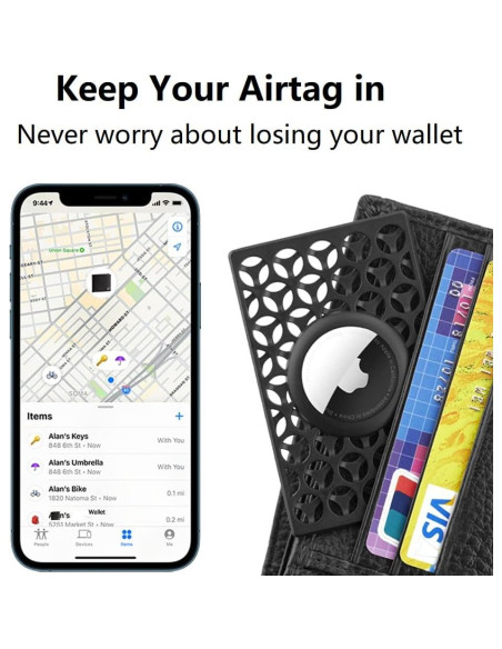 Funda de Tarjeta para Apple AirTag Dlenp - Ultra Delgado Negro Funda de Tarjeta para Apple AirTag Dlenp - Ultra Delgado Negro