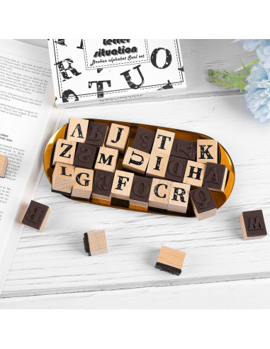 Juego de Sellos de Letras Mayúsculas Dizdkizd - 28 Piezas