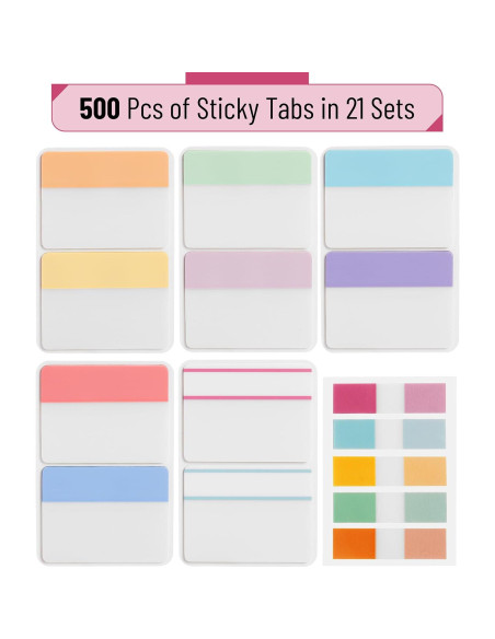 Pestañas Adhesivas Mr. Pen, 500 Pcs, Color Pastel, 21 Sets Pestañas Adhesivas Mr. Pen, 500 Pcs, Color Pastel, 21 Sets