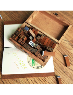 Set de Sellos de Alfabeto 70 PCS LYFJXX de Madera Vintage 2