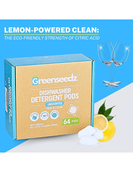 Bolsas de detergente para lavavajillas Greenseedz 64 unidades Bolsas de detergente para lavavajillas Greenseedz 64 unidades