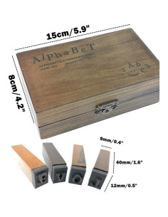 Juego de Sellos de Alfabeto Madera Vintage Alimitopia 70 Piezas 2