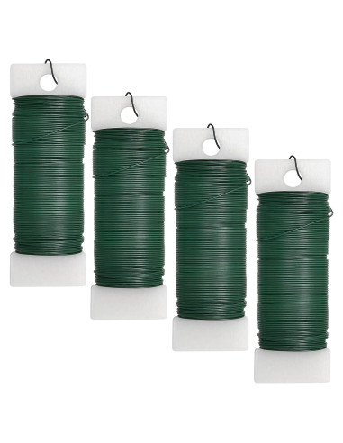 Paquete de 4 rollos de alambre floral verde 22 calibre 30 yardas