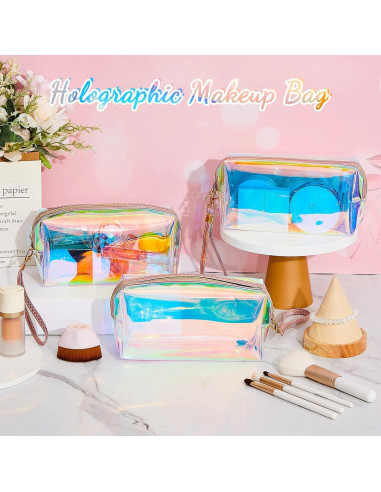 Bolsas de Maquillaje Holográficas Dunzy 8 Pcs Iridiscentes M