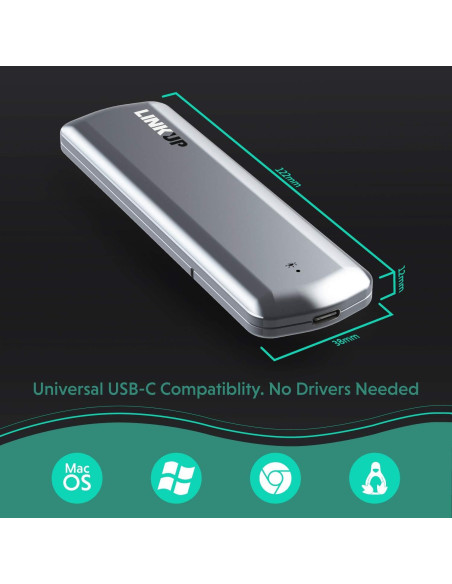 Enclosure NVMe SSD LINKUP M.2 a USB-C 10 Gbps sin herramientas Enclosure NVMe SSD LINKUP M.2 a USB-C 10 Gbps sin herramientas