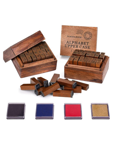 Juego de Sellos de Caucho Toptime 56pcs Alfabeto y Números