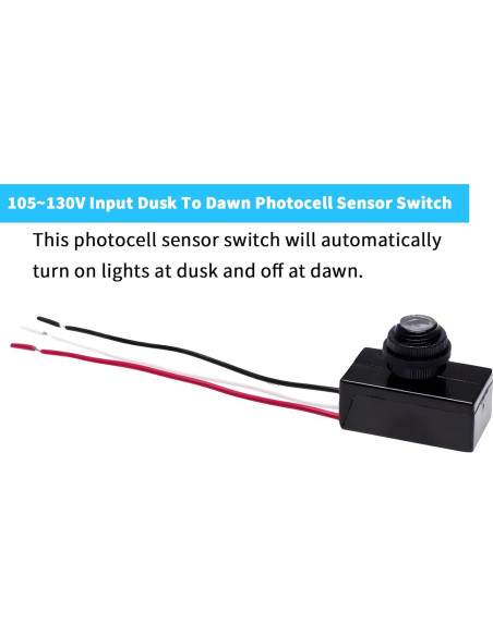 Sensor de Luz Fotocélula Dusk a Dawn Lelukee 105-130V Impermeable Sensor de Luz Fotocélula Dusk a Dawn Lelukee 105-130V Impermeable