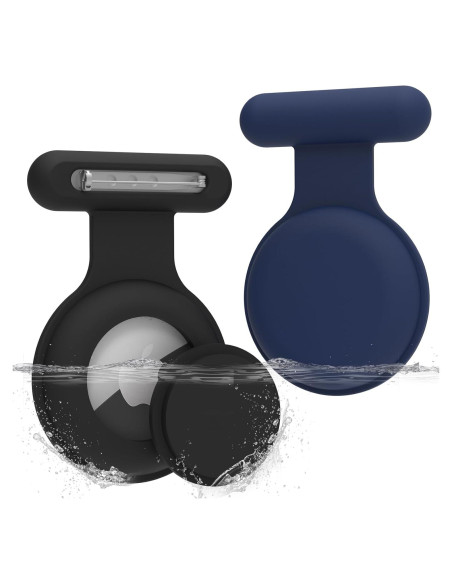 Soporte Impermeable para AirTag ZLIUCCR - 2 Piezas Negro/Azul Soporte Impermeable para AirTag ZLIUCCR - 2 Piezas Negro/Azul