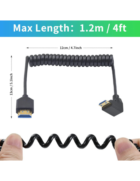 Cable HDMI 2.1 Duttek Mini HDMI a HDMI 8K 1.2M 90 Grados Cable HDMI 2.1 Duttek Mini HDMI a HDMI 8K 1.2M 90 Grados