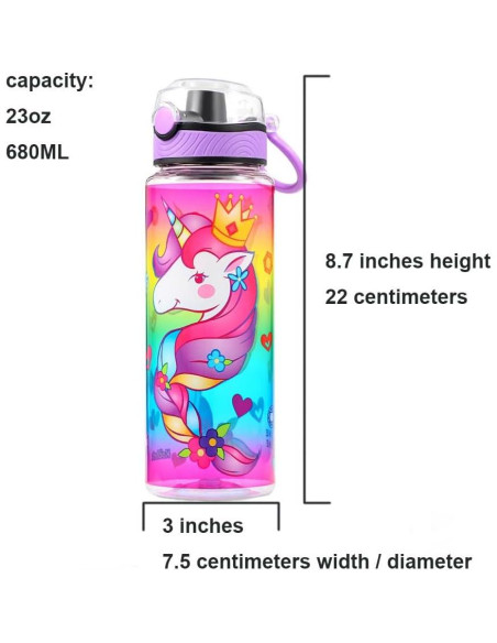 Botella de Agua Reutilizable Home Tune Unicornio 680ml Botella de Agua Reutilizable Home Tune Unicornio 680ml