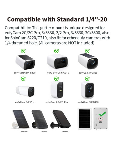 Soporte de canalón Tonton para cámaras Eufy - 2 paquetes