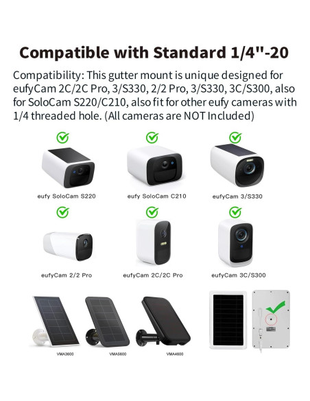 Soporte de canalón Tonton para cámaras Eufy - 2 paquetes Soporte de canalón Tonton para cámaras Eufy - 2 paquetes