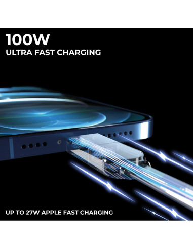 Cable de Carga 6 en 1 inCharge X Rolling Square 100W Negro