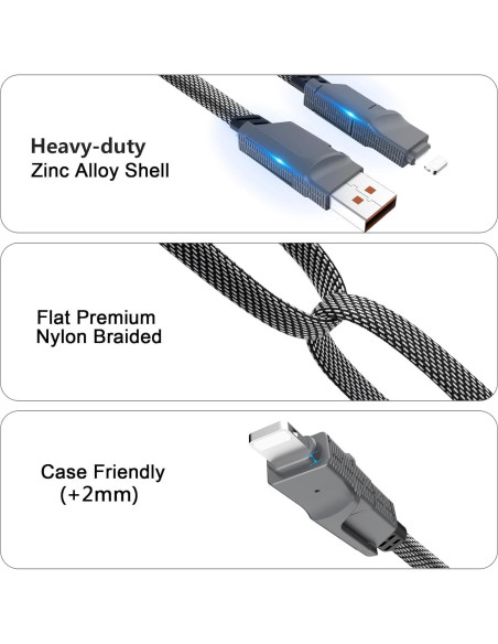 Paquete de 2 Cables USB C 4 en 1 Bobosogo 6FT Carga Rápida 60W Paquete de 2 Cables USB C 4 en 1 Bobosogo 6FT Carga Rápida 60W