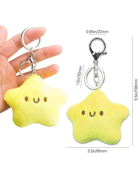 Llavero de Peluche Estrella Kawaii ZORZA - 2 Pcs con Sonido Llavero de Peluche Estrella Kawaii ZORZA - 2 Pcs con Sonido