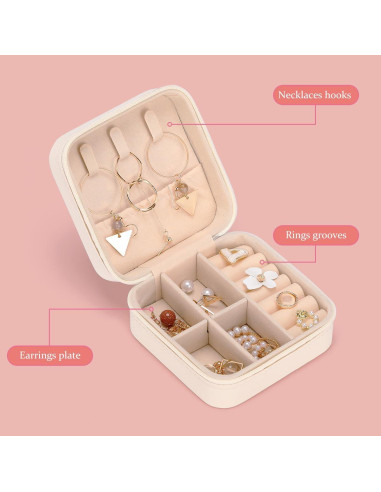 Caja de Joyería de Viaje KDXPBPZ Cuadrada Impermeable 10x10x5cm