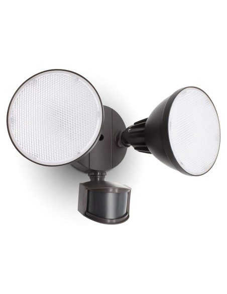 LUTEC Luz de Inundación LED 3200 Lúmenes Doble Cabeza Bronce LUTEC Luz de Inundación LED 3200 Lúmenes Doble Cabeza Bronce