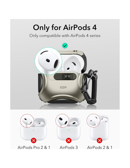 Funda Titanio ESR para AirPods 4 (2024) con MagSafe Funda Titanio ESR para AirPods 4 (2024) con MagSafe