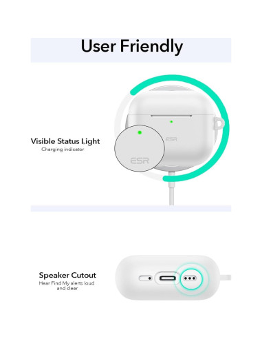 Funda ESR para AirPods 4 (2024) USB-C Blanca con Tapa Magnética