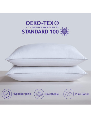 HOMELAB Almohadas Estándar 2 Pack Algodón 100% Transpirable