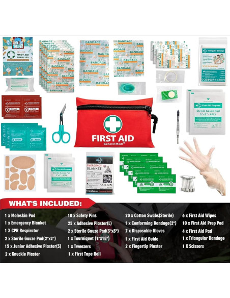 Kit de Primeros Auxilios Mini General Medi 110 Piezas Rojo Kit de Primeros Auxilios Mini General Medi 110 Piezas Rojo