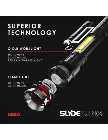 Linterna NEBO SLYDE KING 500 Lúmenes Recargable Impermeable