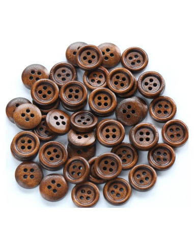 200 Botones de Madera Marrón 12.5mm GANSSIA para Manualidades