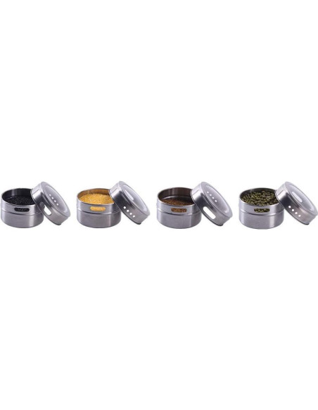 Set de 12 Latas Magnéticas de Especias Sanvcomy - Acero Inoxidable Set de 12 Latas Magnéticas de Especias Sanvcomy - Acero Inoxidable