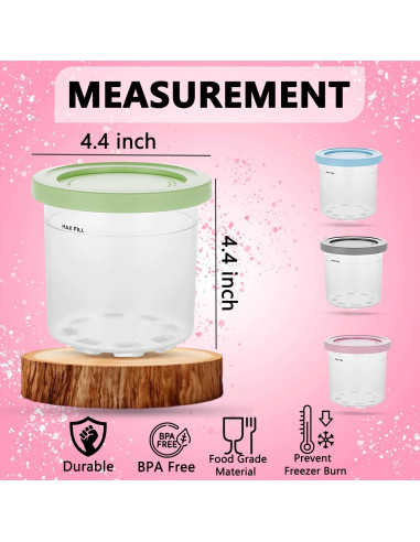 Paquete de 4 Contenedores Ninja Creami 16 oz con Tapas