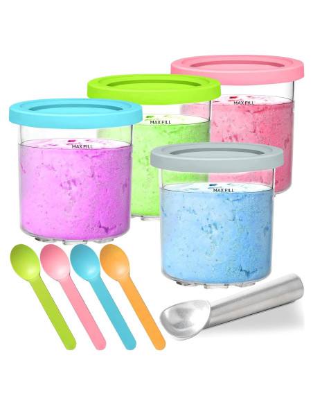 Juego de 4 Contenedores de Helado Ninja 473ml Sin BPA Juego de 4 Contenedores de Helado Ninja 473ml Sin BPA